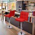 Faux Leather Height Adjustable Barstool