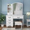 White Makeup Vanity Table with Drawers