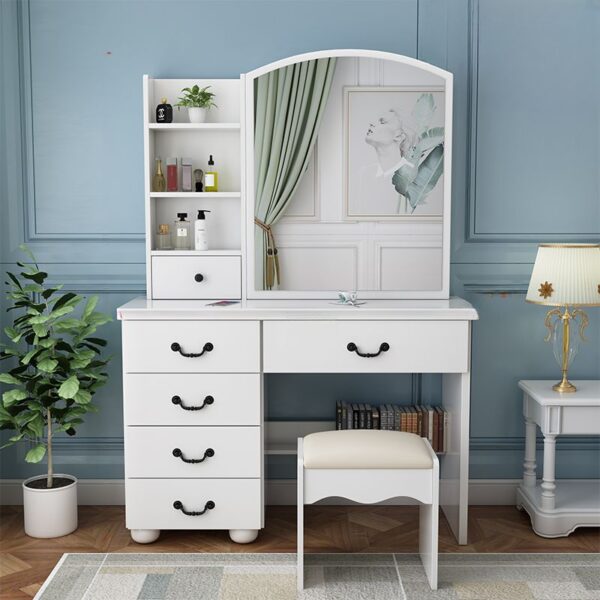 White Makeup Vanity Table with Drawers