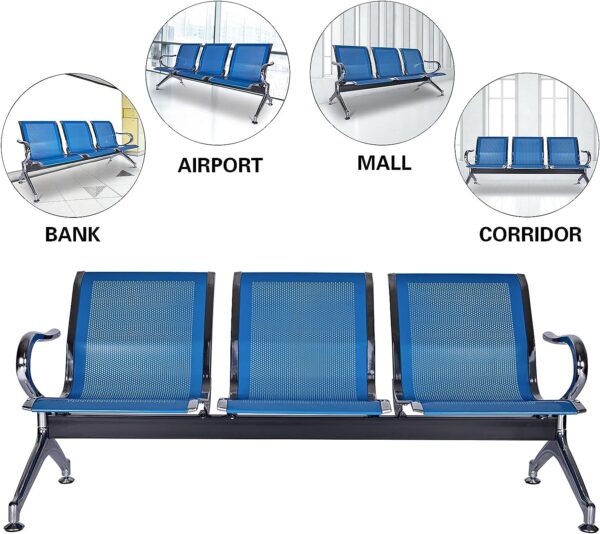 Airport 3-Seater Metallic Office Bench