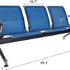 Airport 3-Seater Metallic Office Bench