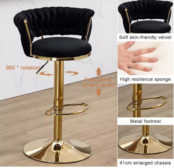 Luxury Velvet Swivel Bar Stool