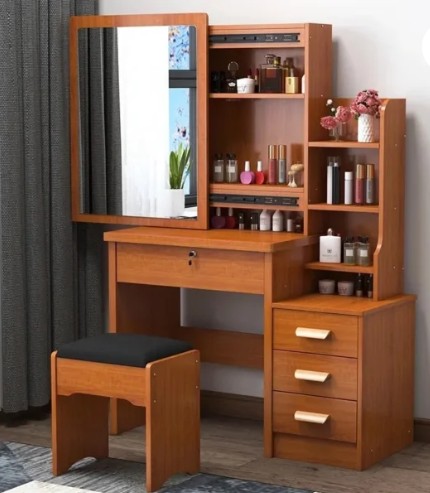 Elegant Wooden Dressing Table with Mirror and Storage