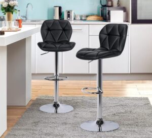 Modern Swivel Leather Barstool (Height Adjustable)