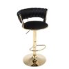 Luxury Velvet Swivel Bar Stool with gold base and curved backrest.